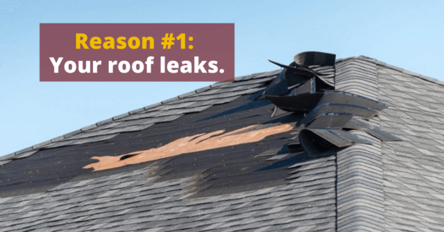 damaged roof can cause leaking in the ceiling 